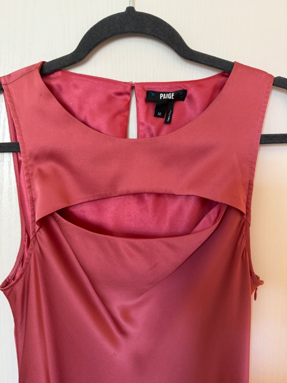 PAIGE Silk Sleeveless Cutout Midi Dress | Rosewood Mauve | Size M - Picture 2 of 5